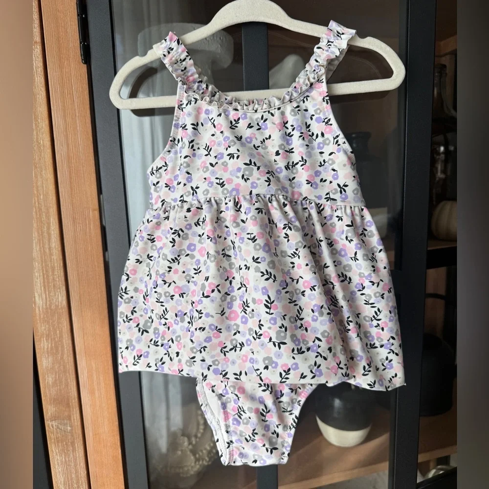 Kate Spade floral swimsuit one piece bow ruffle skirt baby girl ditsy print